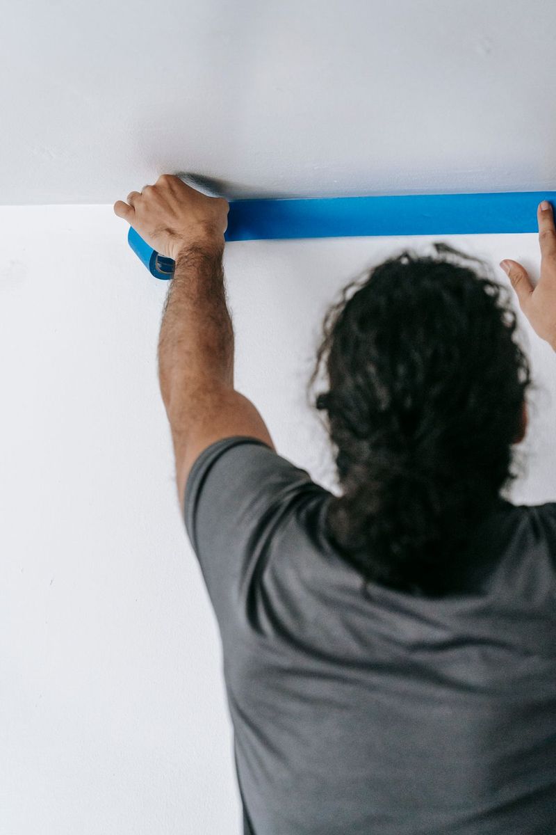 Painter applying fresh paint to an interior wall
