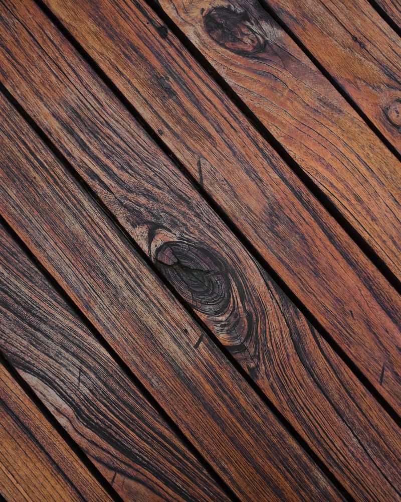 Freshly stained wood deck